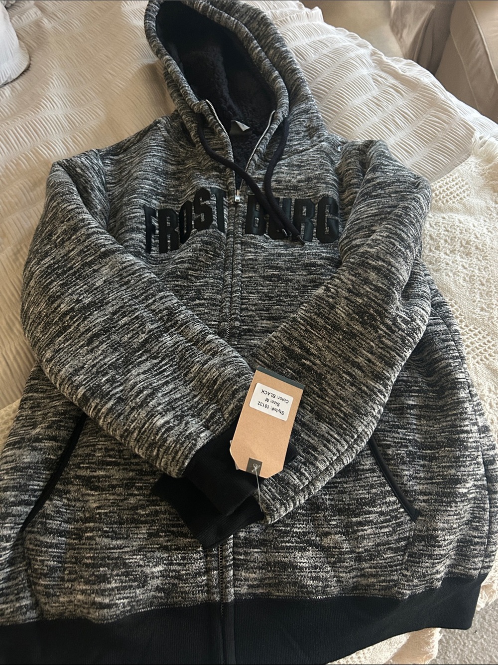 MV Sport Women's Marled Grey Hooded Zip-Up Sweatshirt